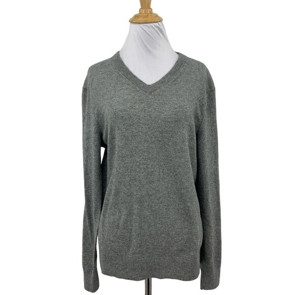 Club Monaco Sweater Womens M Medium Gray Heather Cashmere Knit V Neck Pullover - Picture 1 of 13